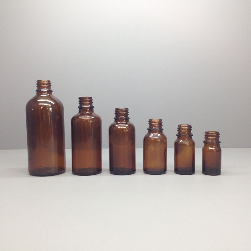 various size Amber Colored Essential Oil Glass Bottles