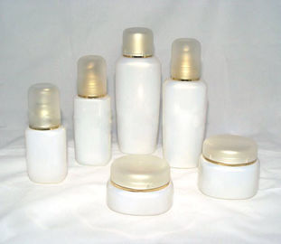 White Blown Frosted Cream Cosmetic Glass Bottles and Jars